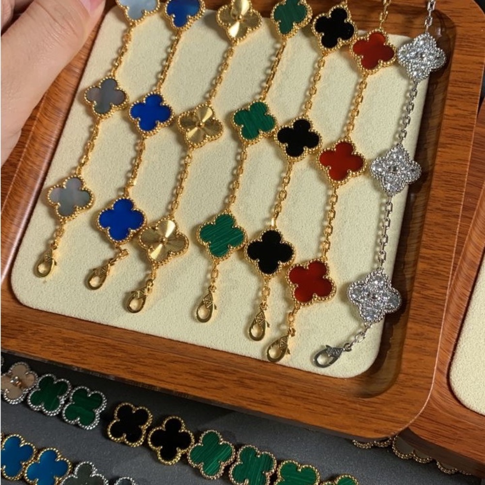Gold and Multicolor Clover Bracelets